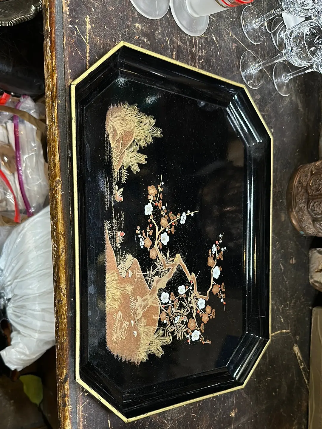 Large Black Lacquer Tray 1