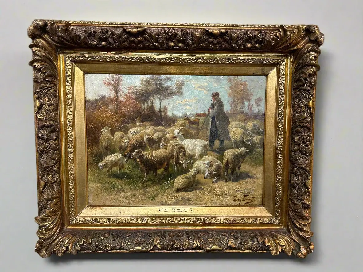 Shephard And Flock Painting By Henri Schouten 1