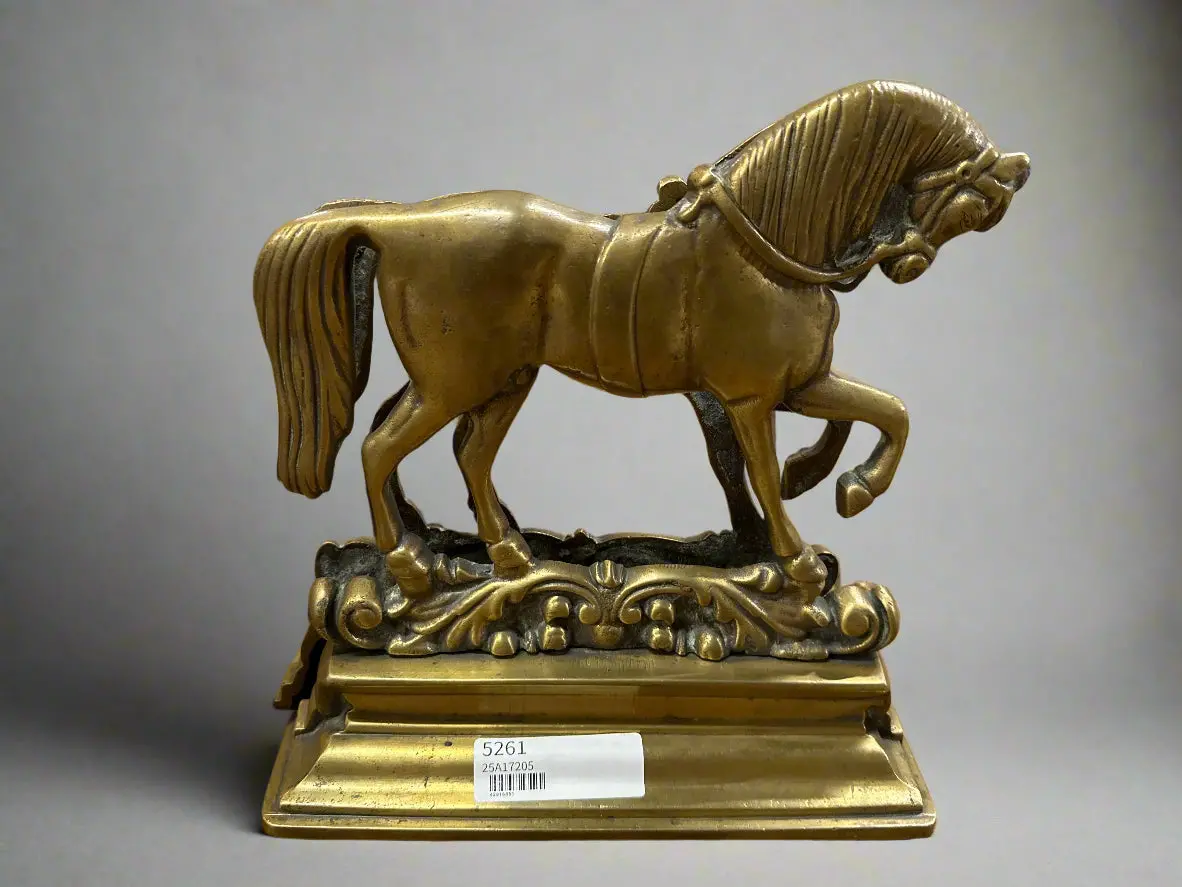 Pair Of Brass Horse Bookends Or Door Stop 1