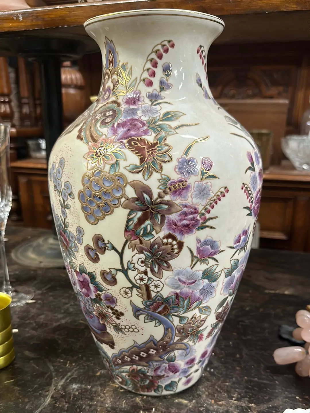 Tall Vase With Purple Flowers 1