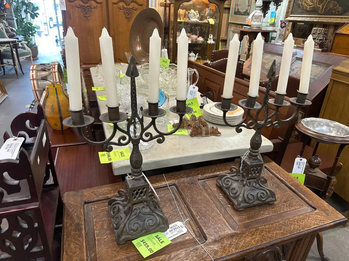 Pair Of Antique Wrought Iron Candelabras Ernestos Klun 1