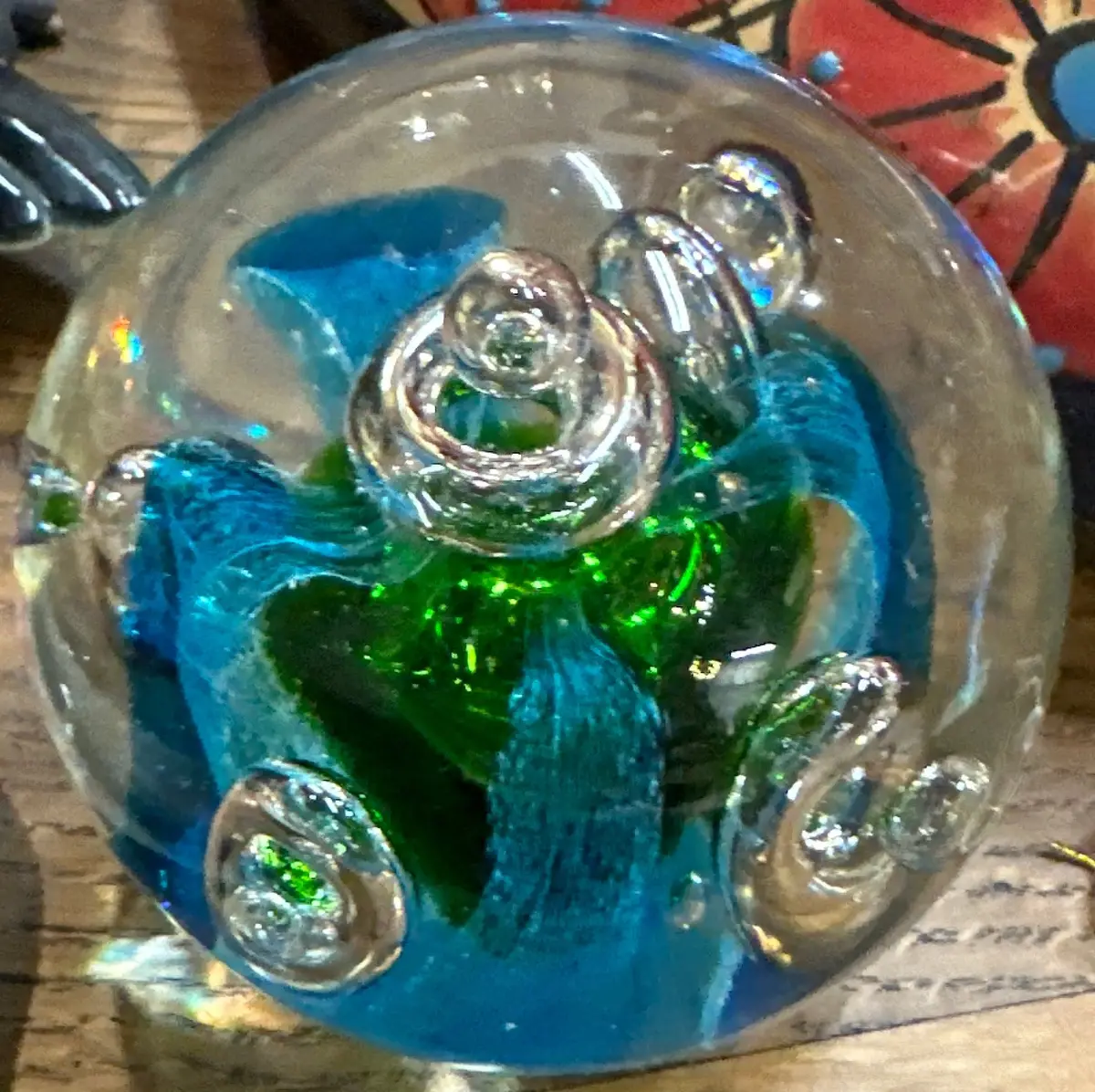 Small Clear Blue Murano Paperweight 1