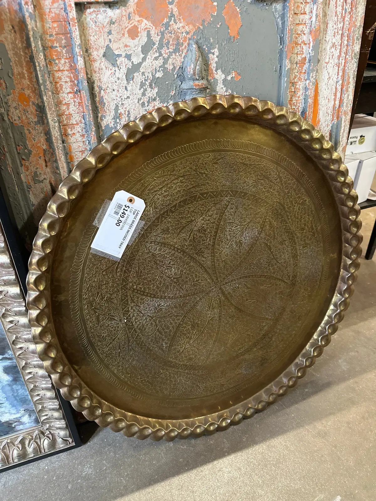 Large Brass Incised Tray Top 1