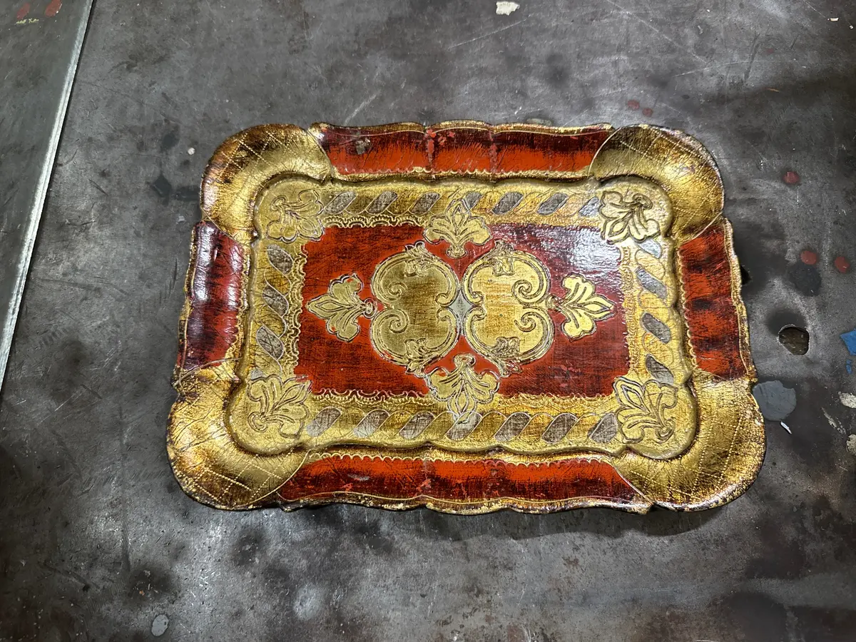 Small Red Florentine Tray 1