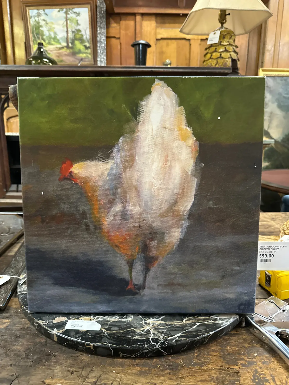 Print On Canvas Of A Chicken, Signed 1