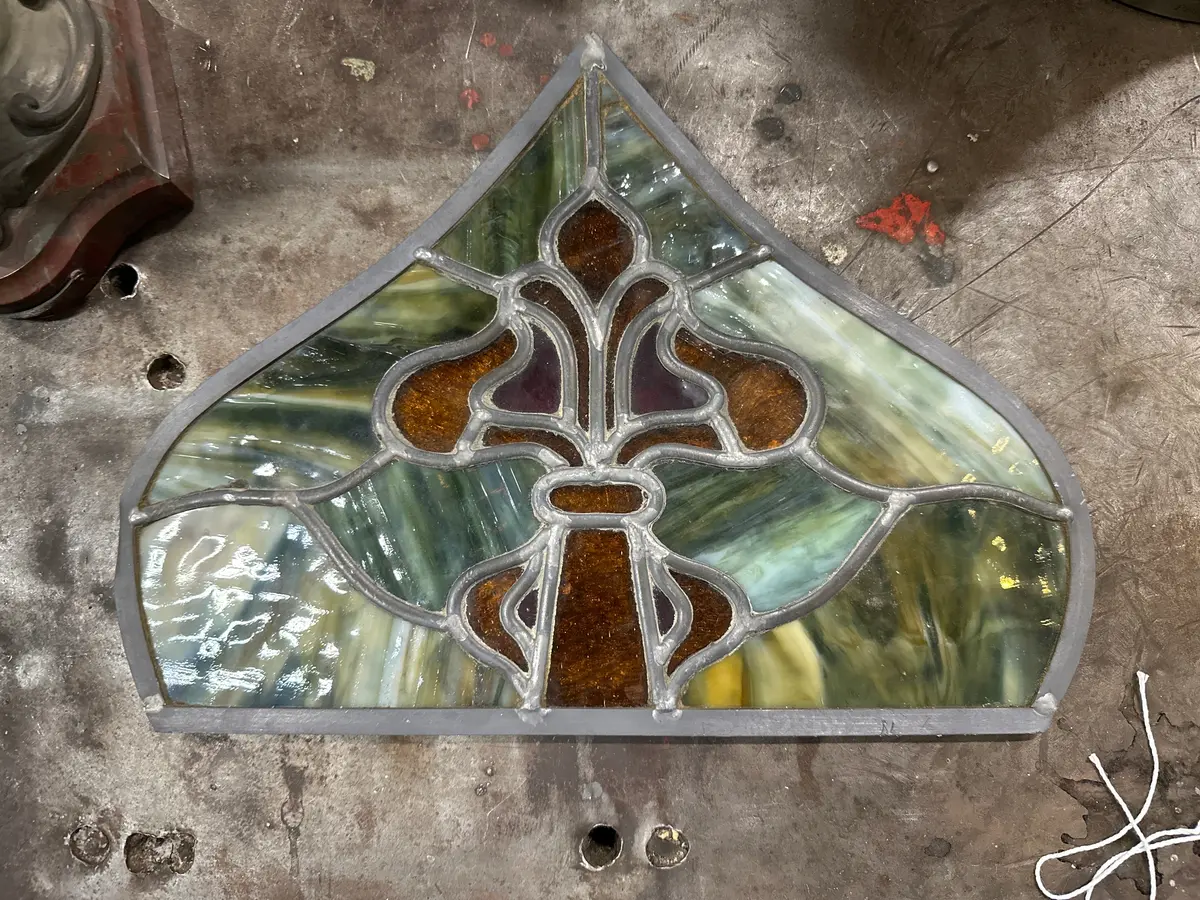 Small Spade Shaped Stained Glass Window -Unframed 1