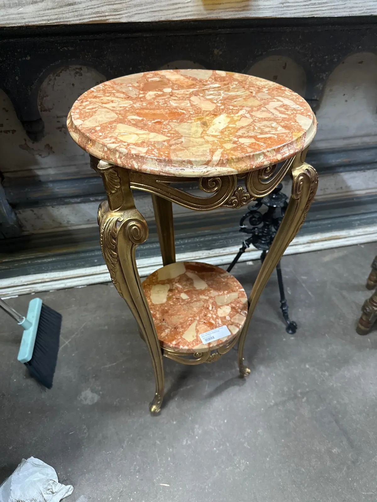 Hollywood Regency Brass And Marble Pedestal 1