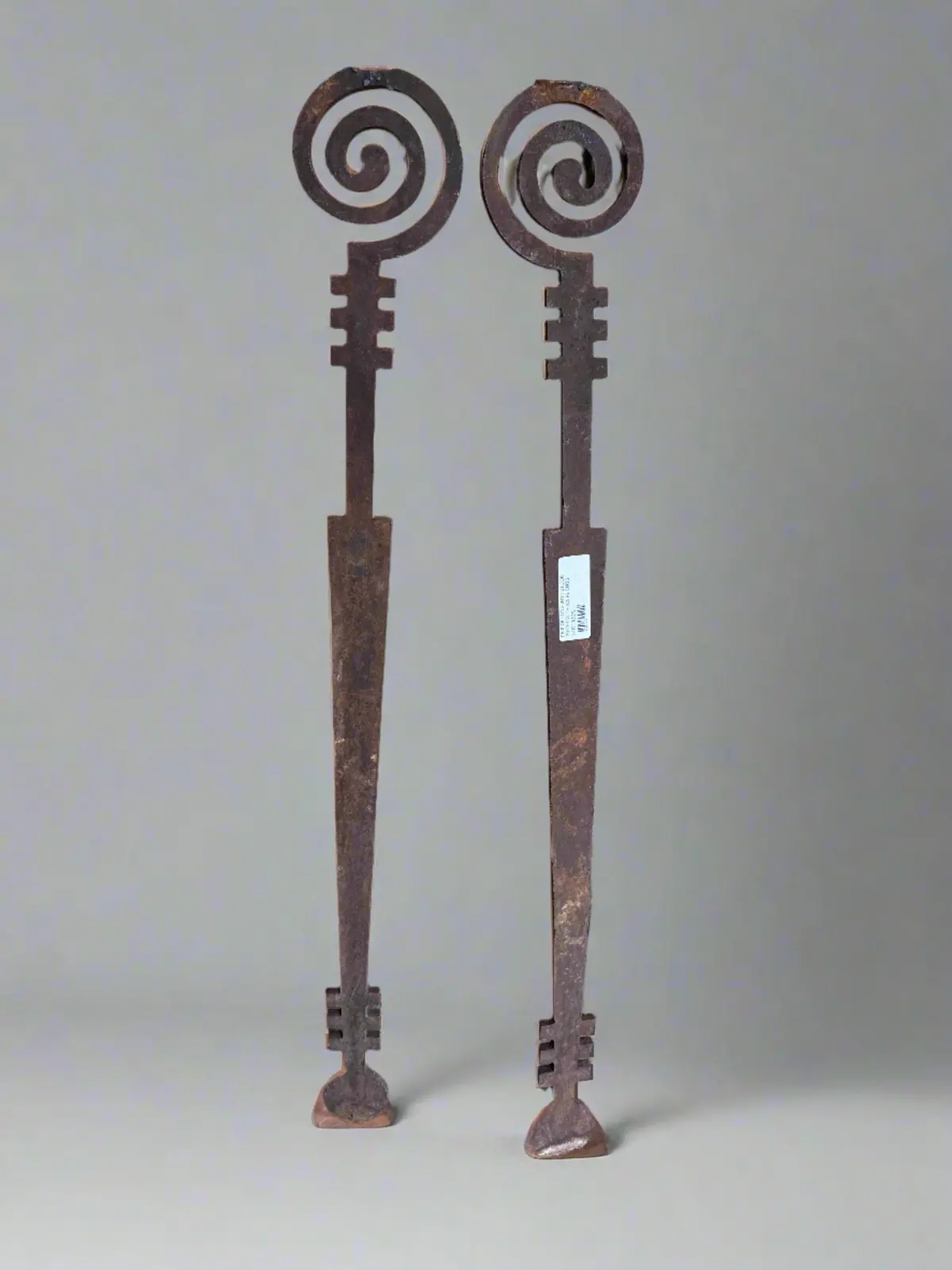Pair Of Long Iron Decor Pieces With Swirl Ends 1