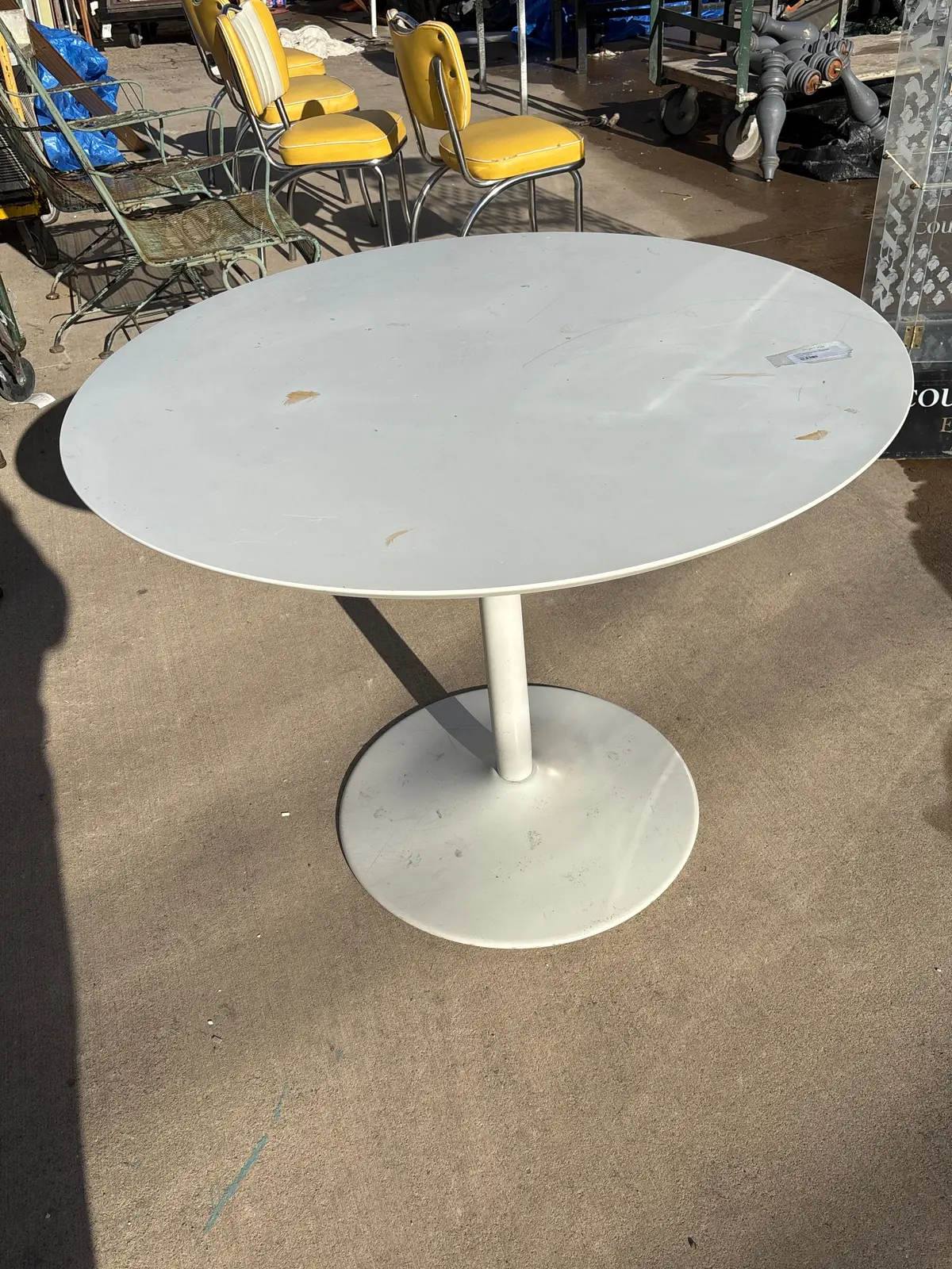 White Midcentury Modern Style Round Table 1