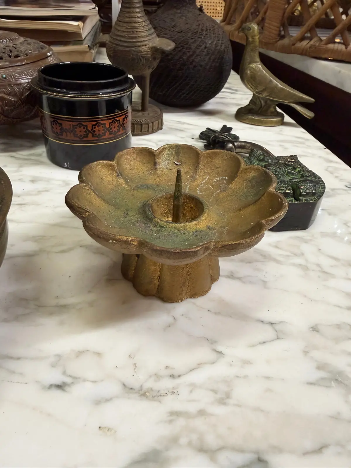 Floral Brass Candle Holder 1