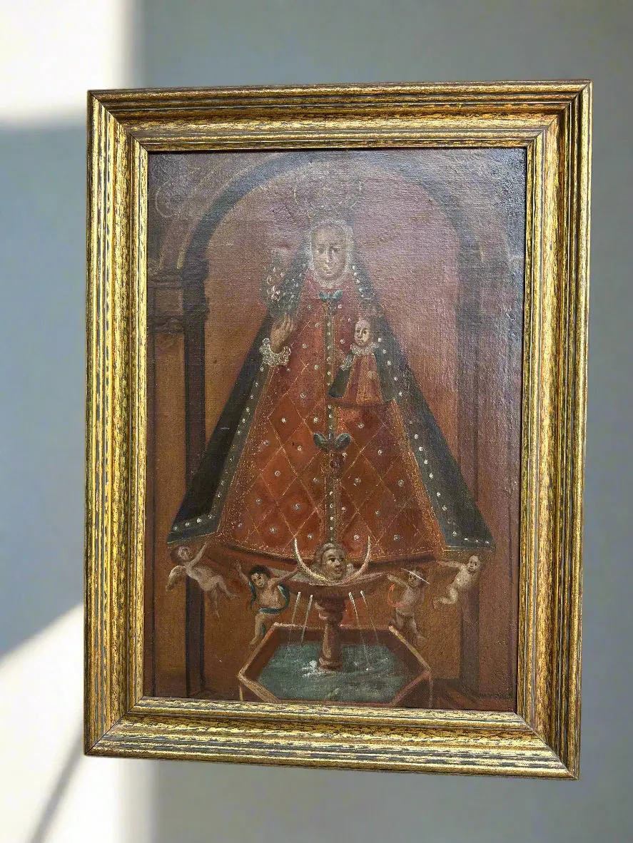 Oil On Canvas 18Th Century Spanish Madonnas With Child 1