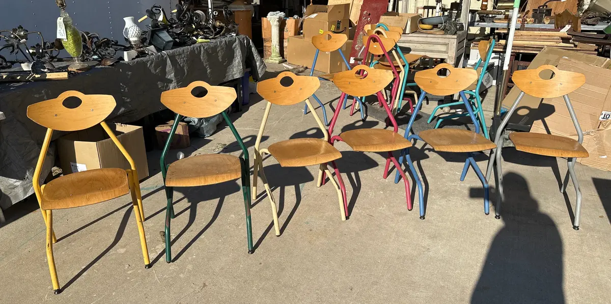 Set Of 6 Modern Metal And Beech Chairs 1
