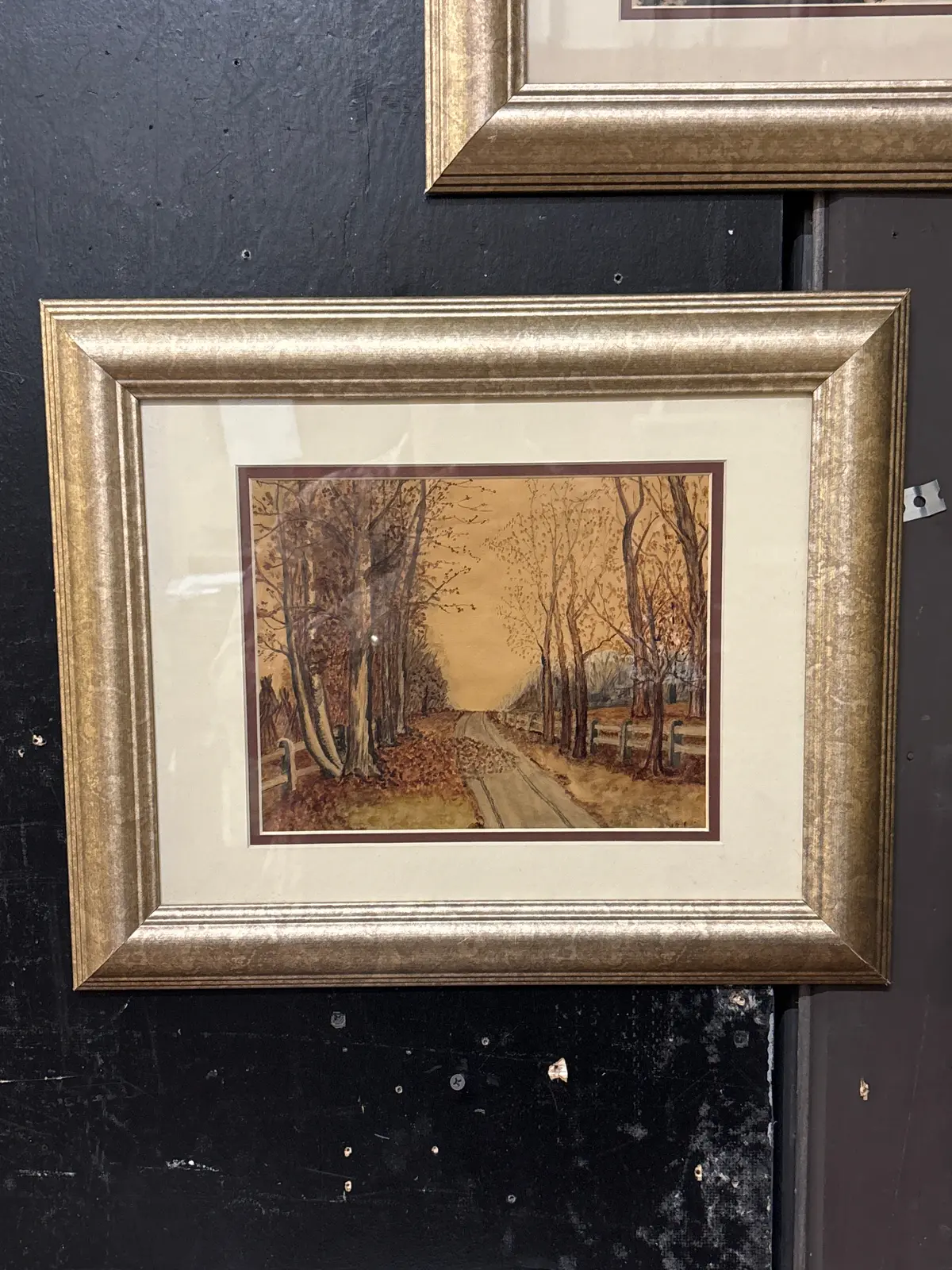 Framed Watercolor Country Road 1