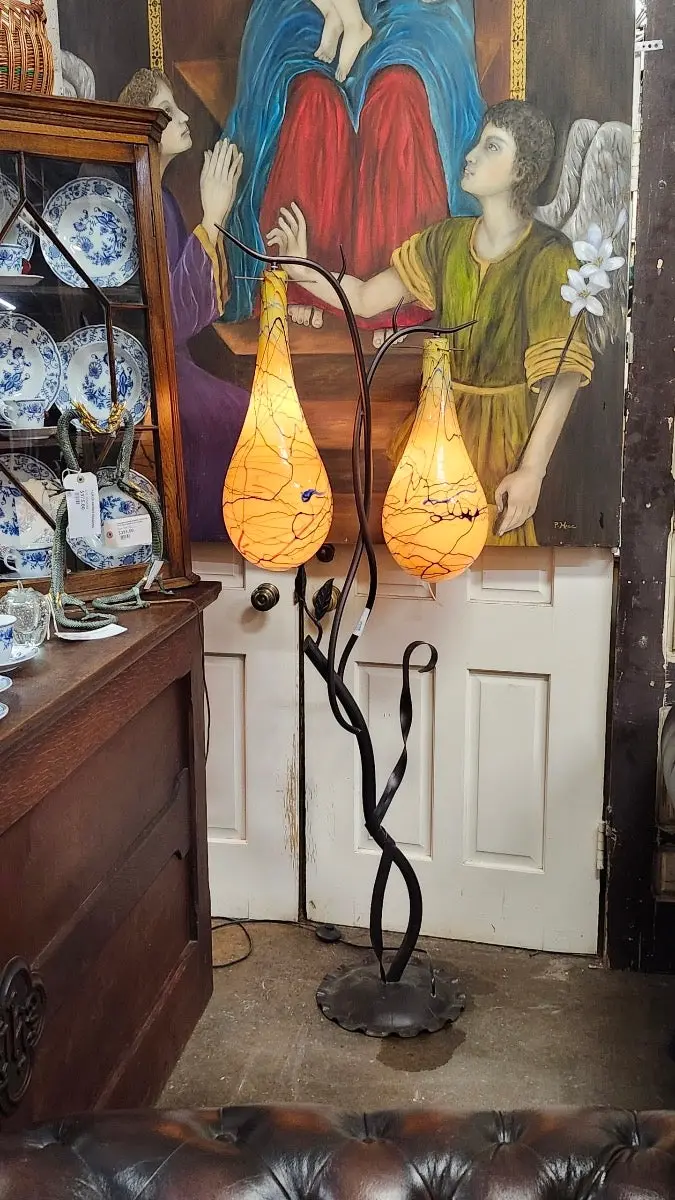 Art Glass Floor Lamp With Yellow Glass 1