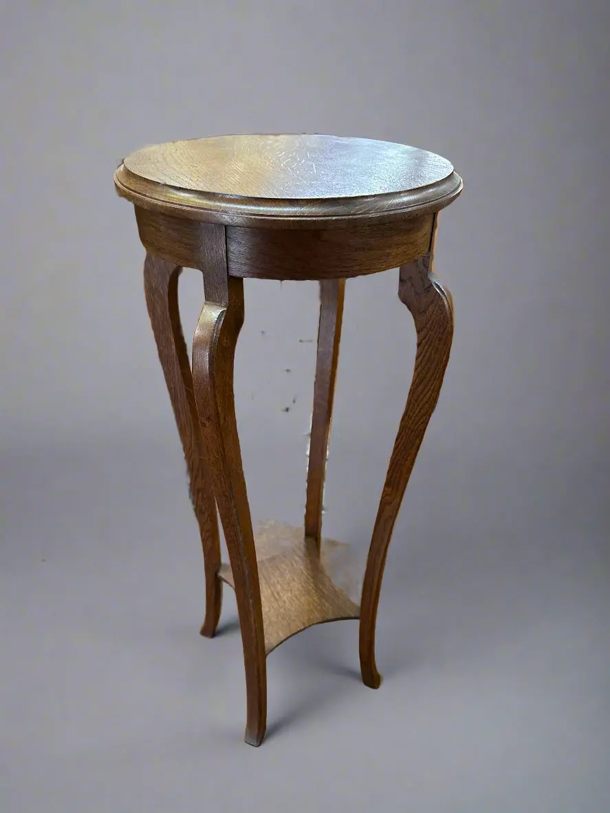 Cabriole Leg Oak Plant Stand 1