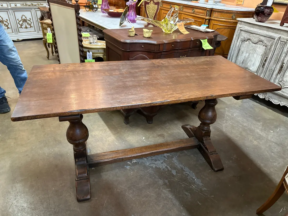 English Oak Small Double Pedestal Table 1