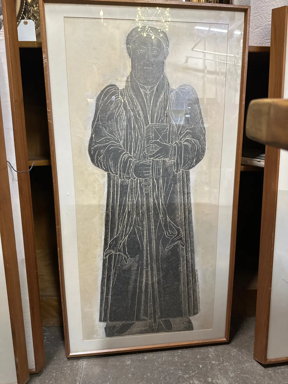 Framed English Temple Rubbing Of Clergy Man 1