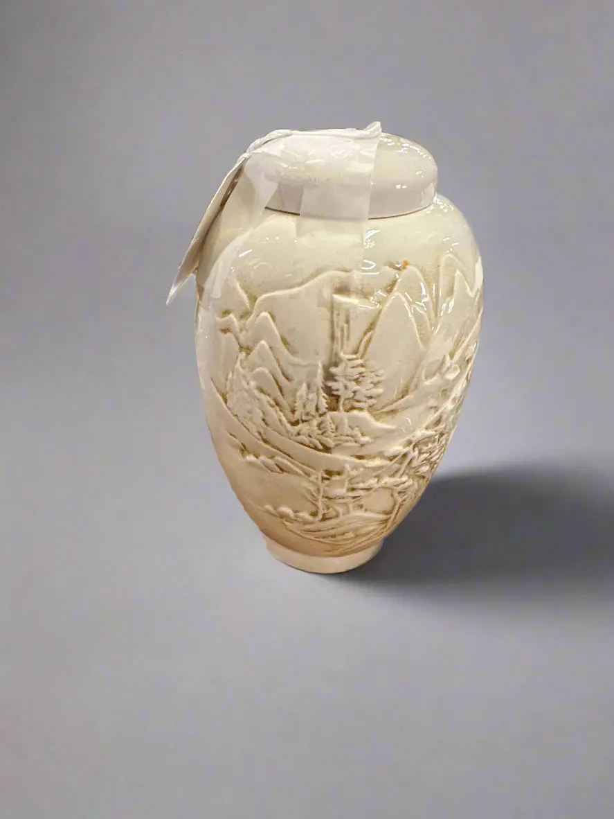 White Ceramic Jar Signed Tuck 75 1