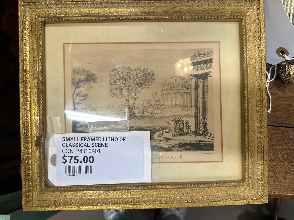 Small Framed Litho Of Classical Scene 1