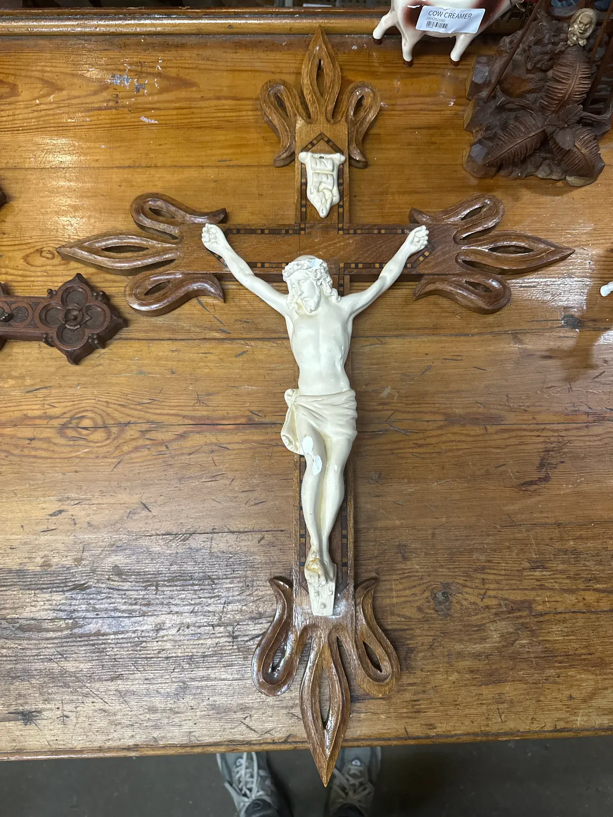 Chaulk Crucifix With Inlaid Oak Cross 1