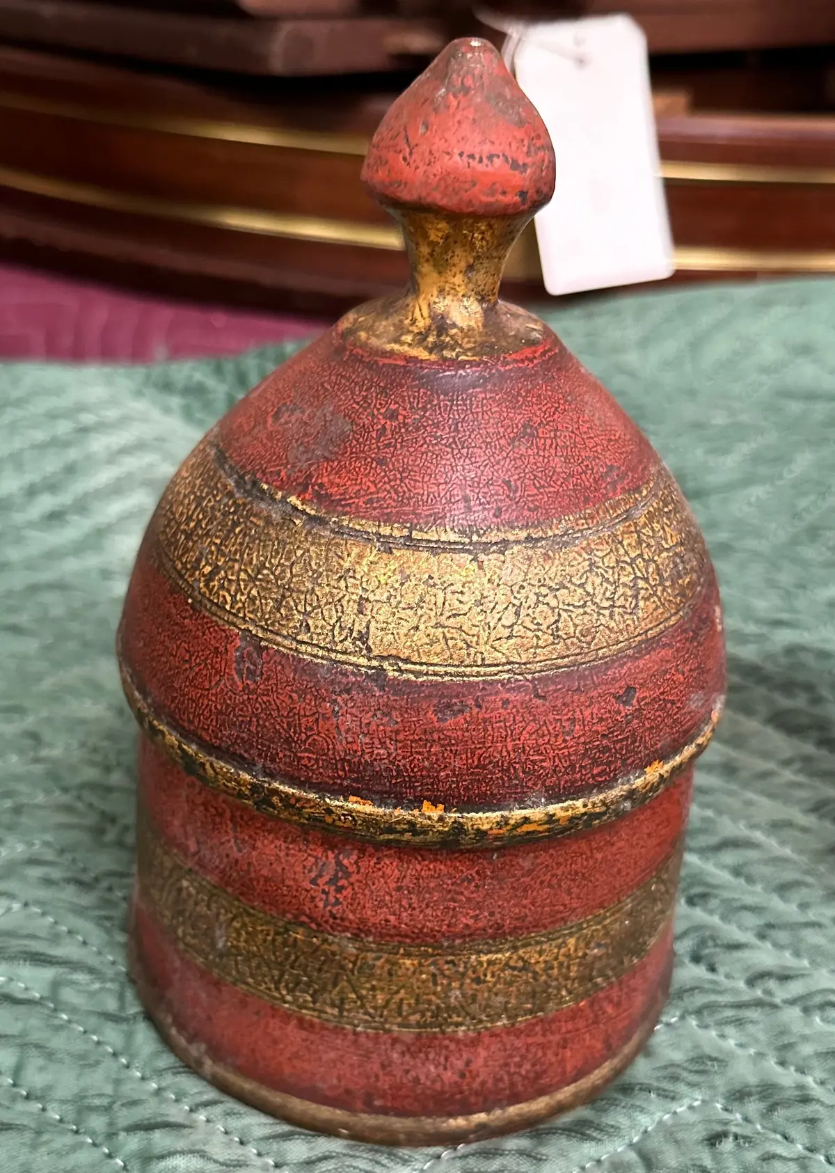 Lidded Red And Gold Pot 1