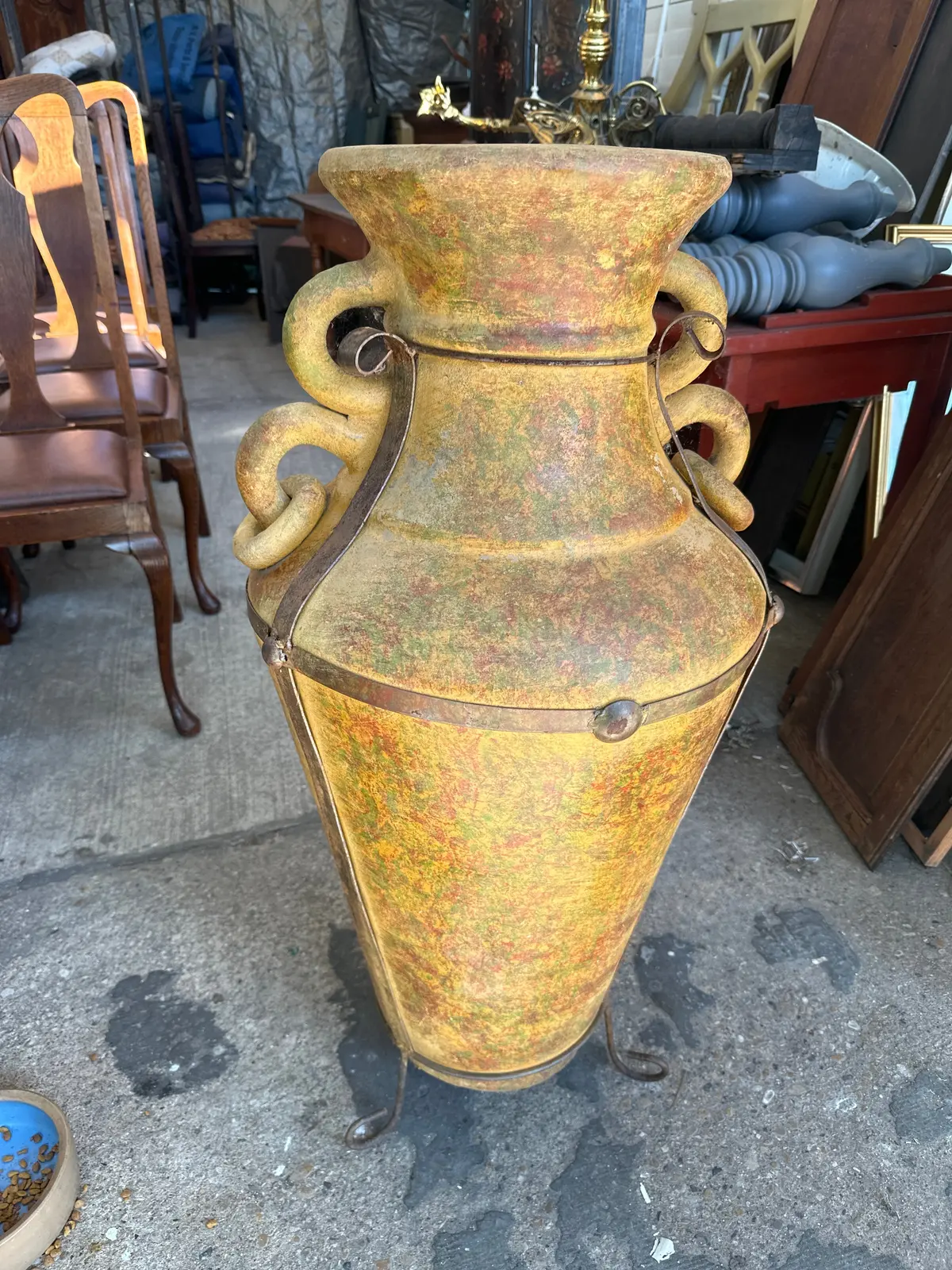 Iron Wrapped Terra Cotta Tall Vase 1