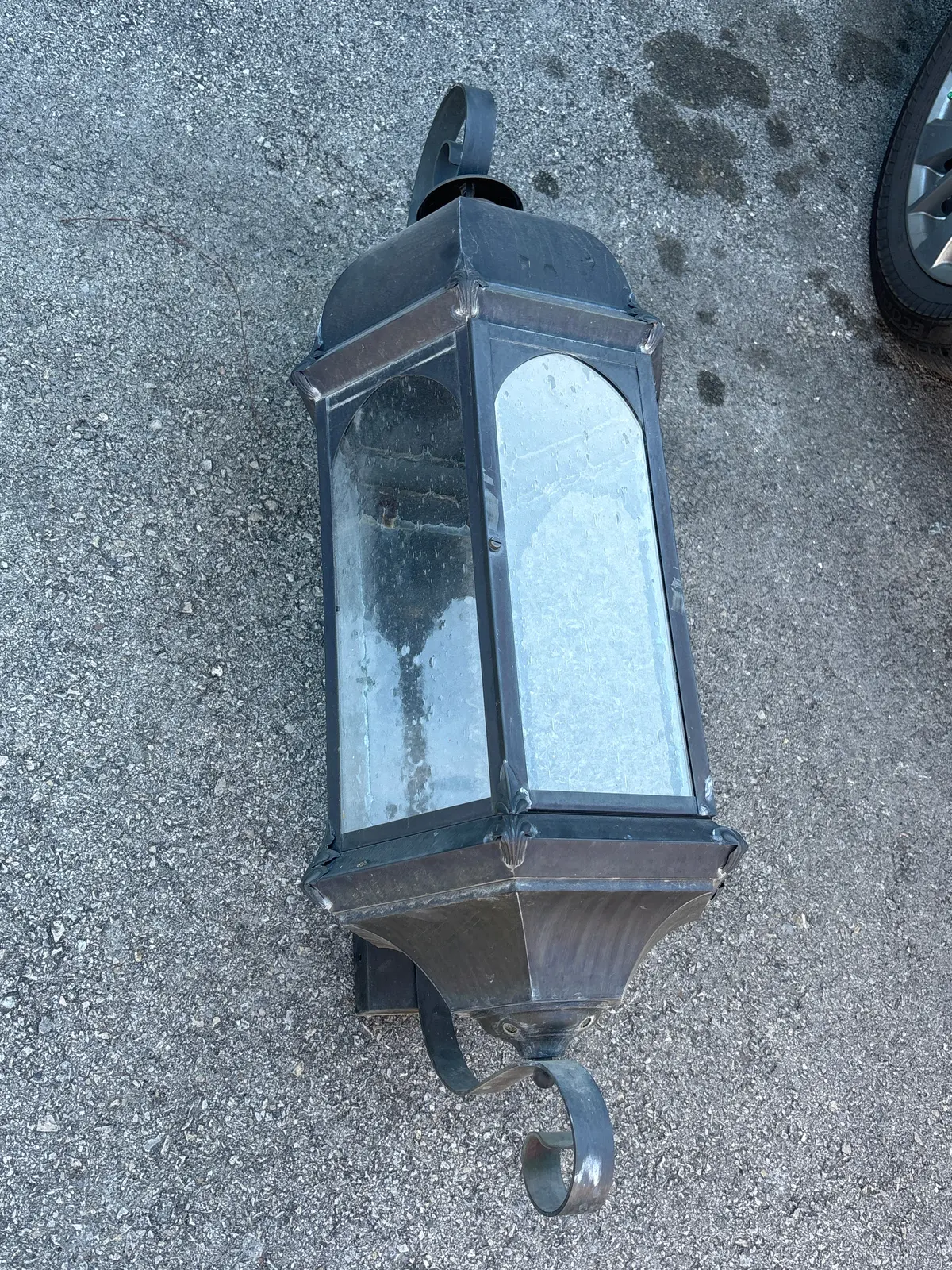 Large Black Metal Amd Glass Gas Wall Lantern 1