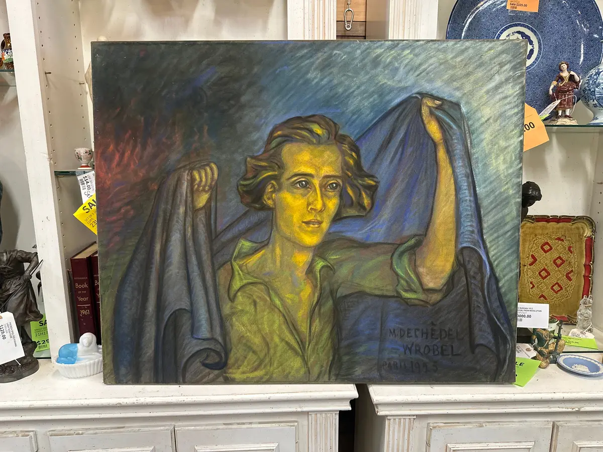 Large Russian 1912 Charcoal From Revolution 1