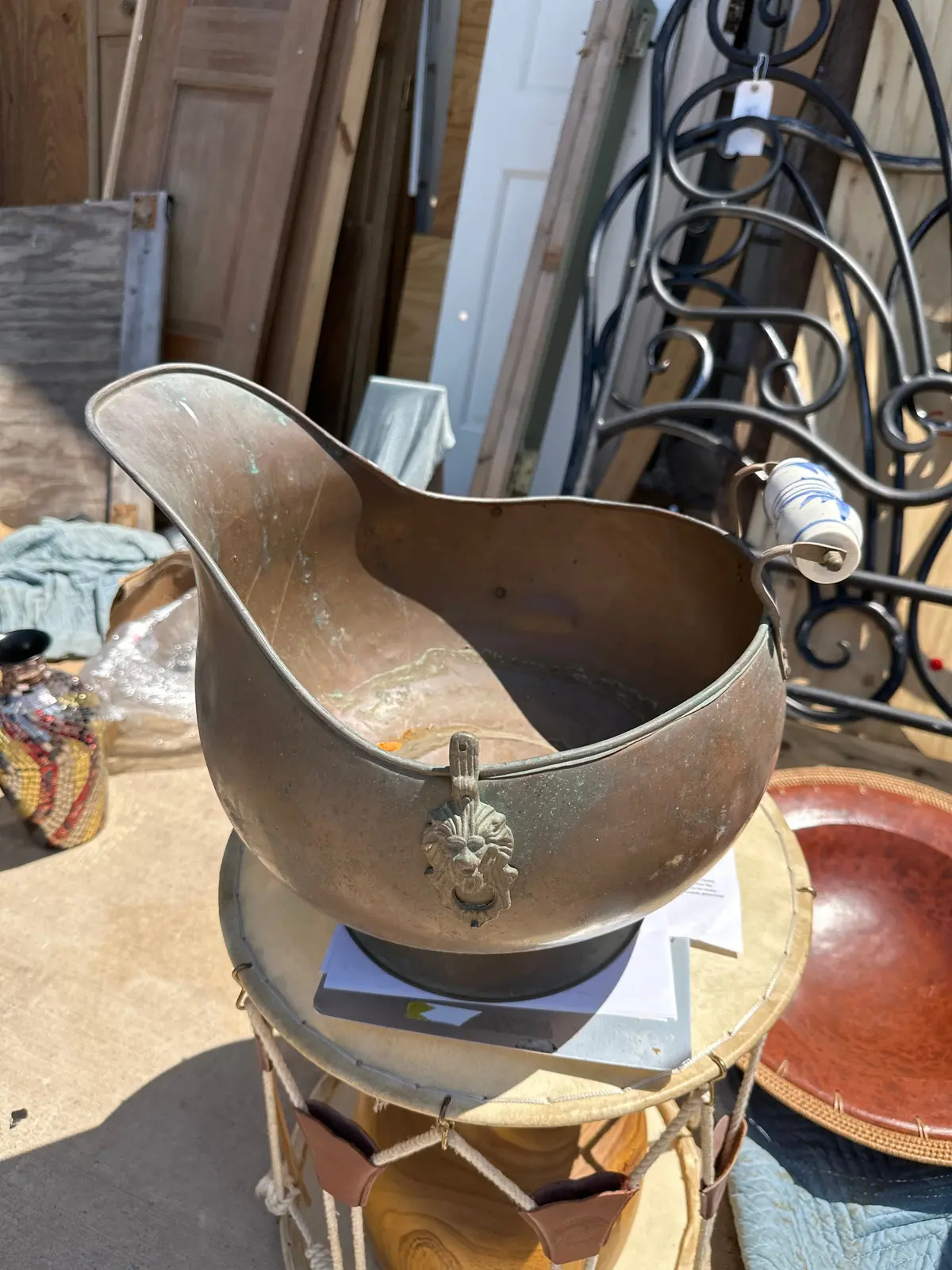 Large Copper Coal Hod 1