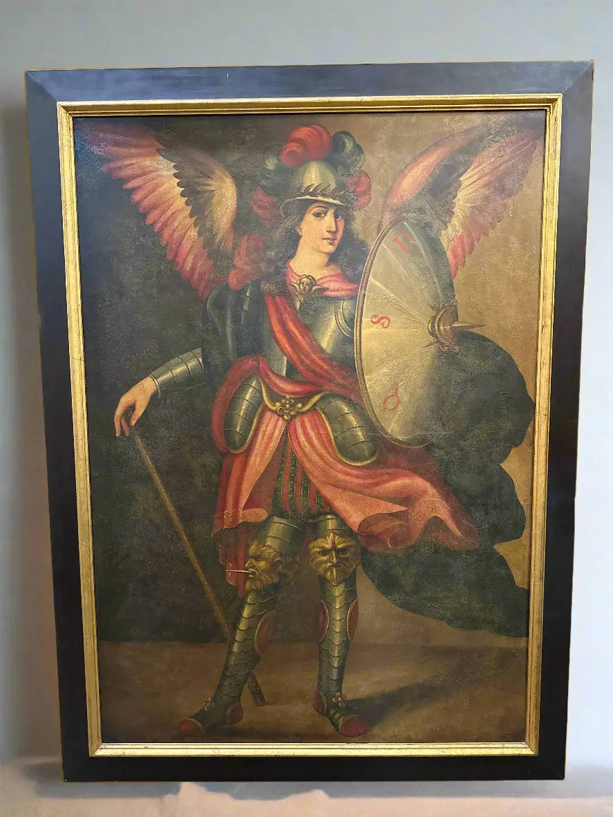 Large Framed Oil Painting Of Saint Michael The Archangel 1