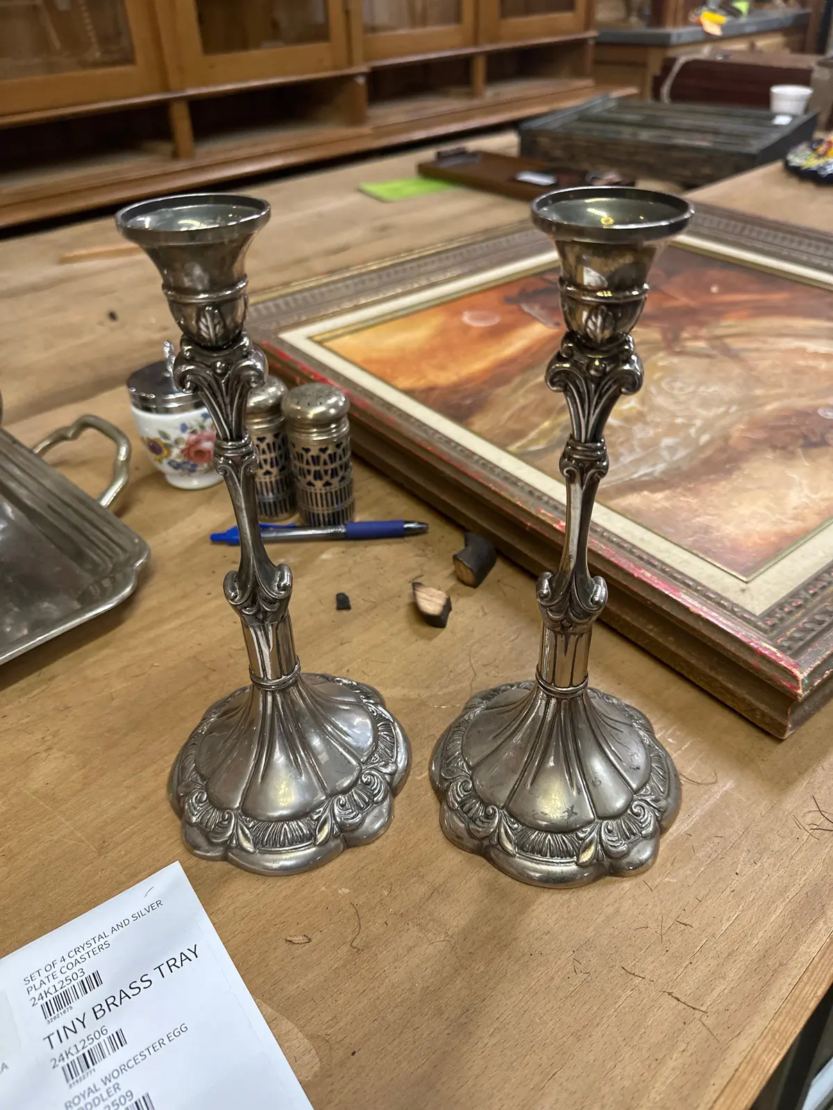 Pair Of Silver Plate Candlesticks 1