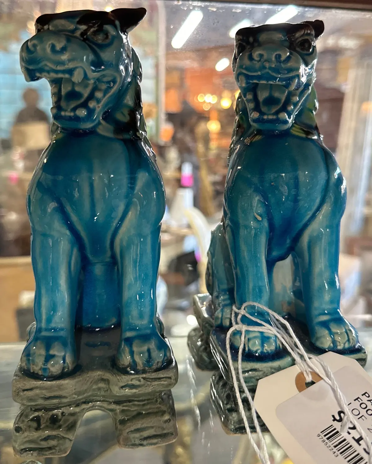 Pair Of Medium Turquoise Foo Dogs 1