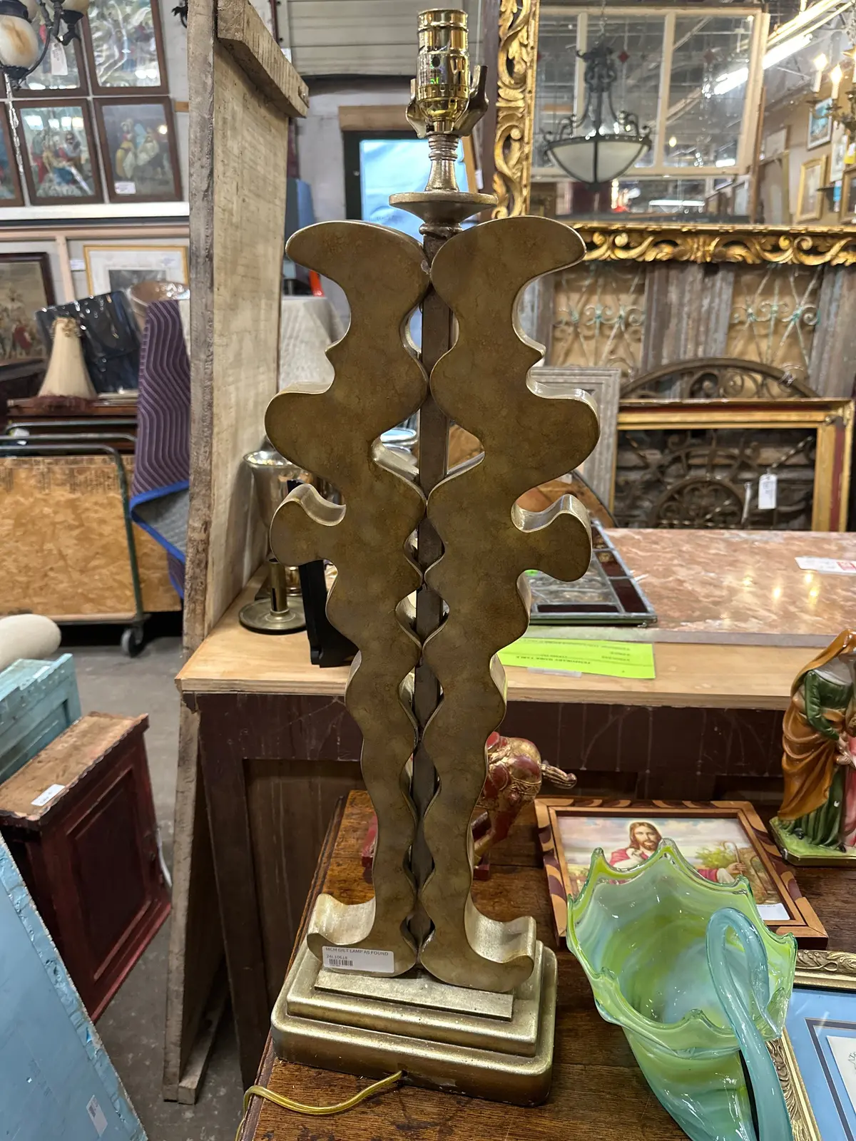 Midcentury Gilt Lamp As Found 1