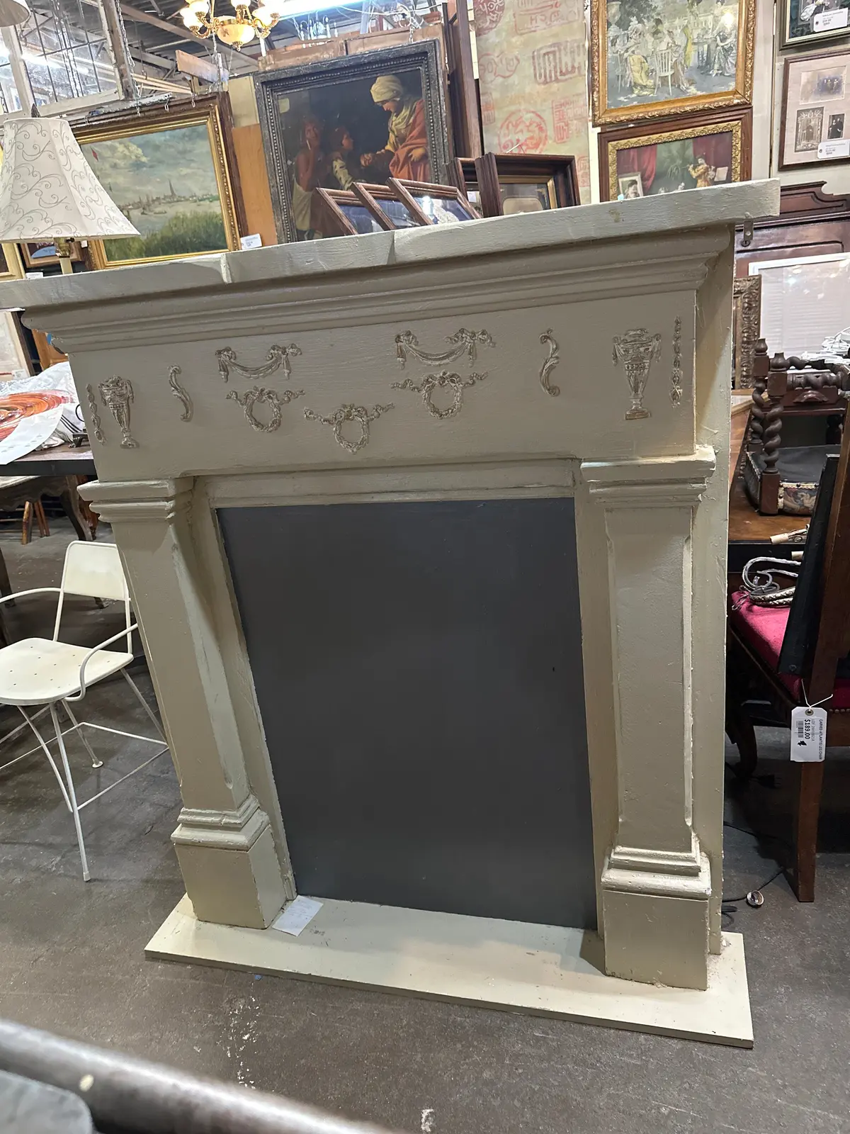 Painted White Pine Fireplace Mantle 1