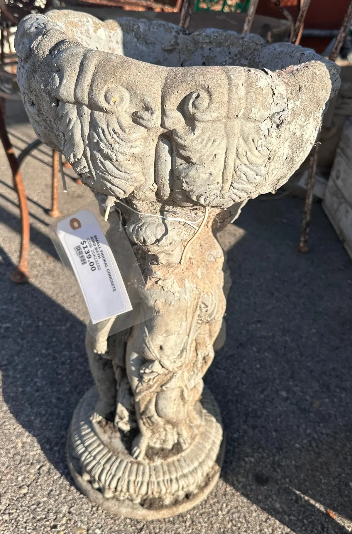 Small Figural Concrete Bird Bath 1