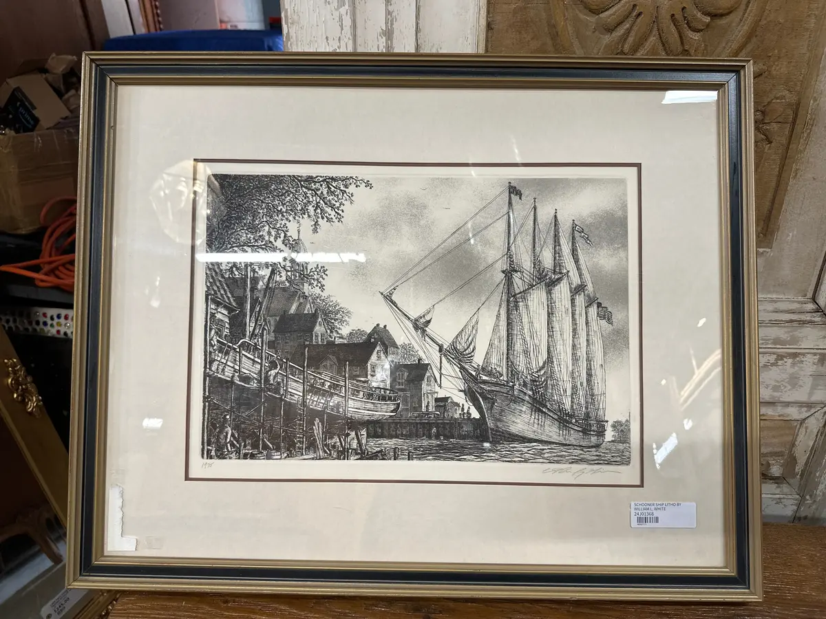 Schooner Ship Litho By William L. White 1