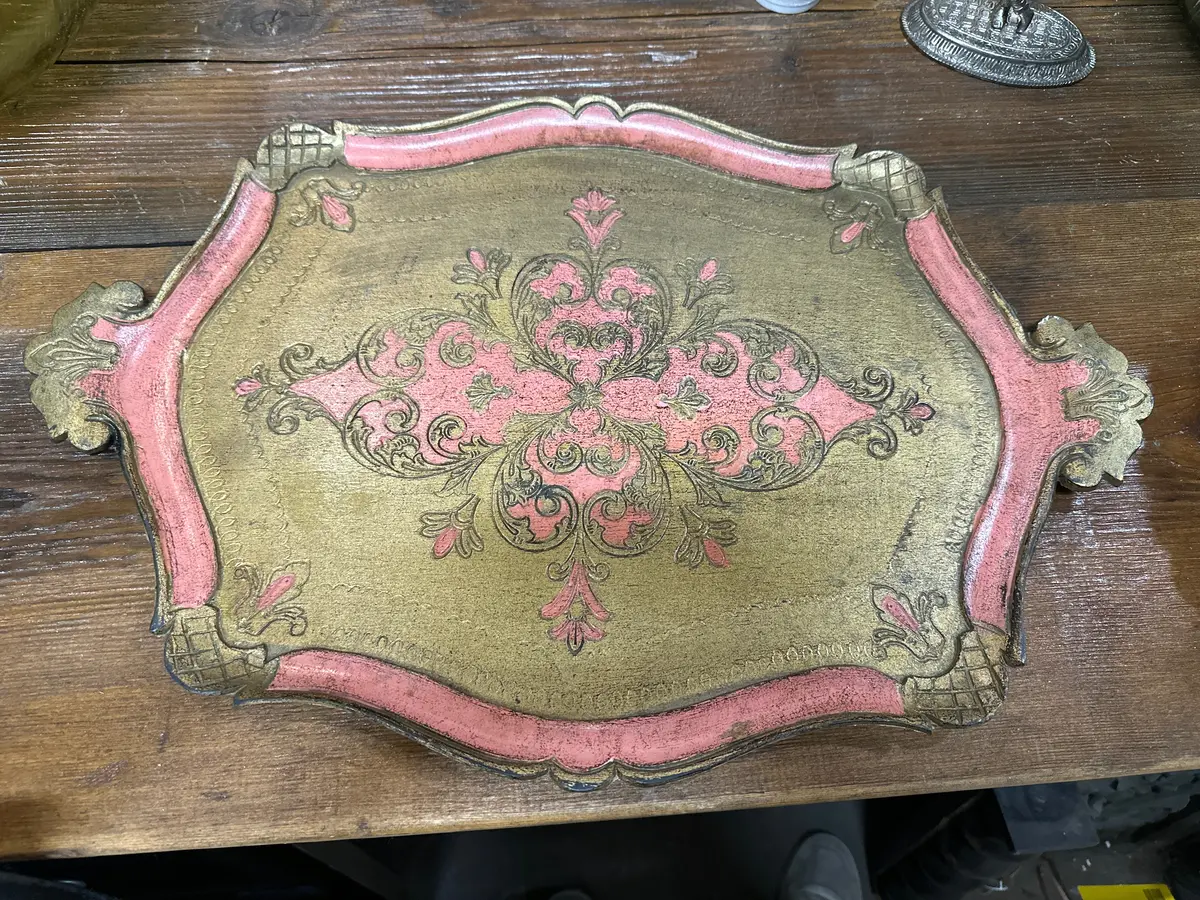 Pink And Gold Florentine Tray 1
