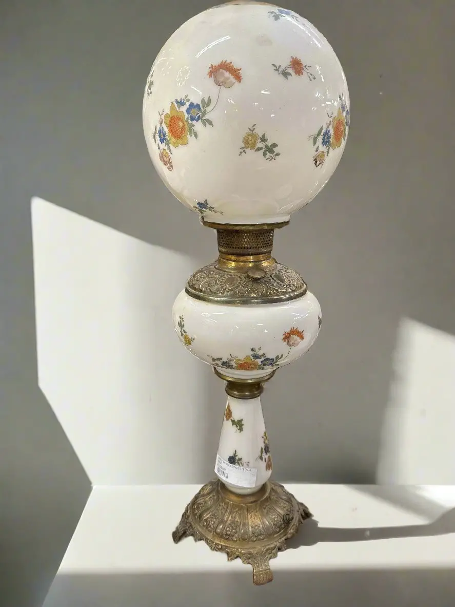 Large White Converted Oil Lamp 1
