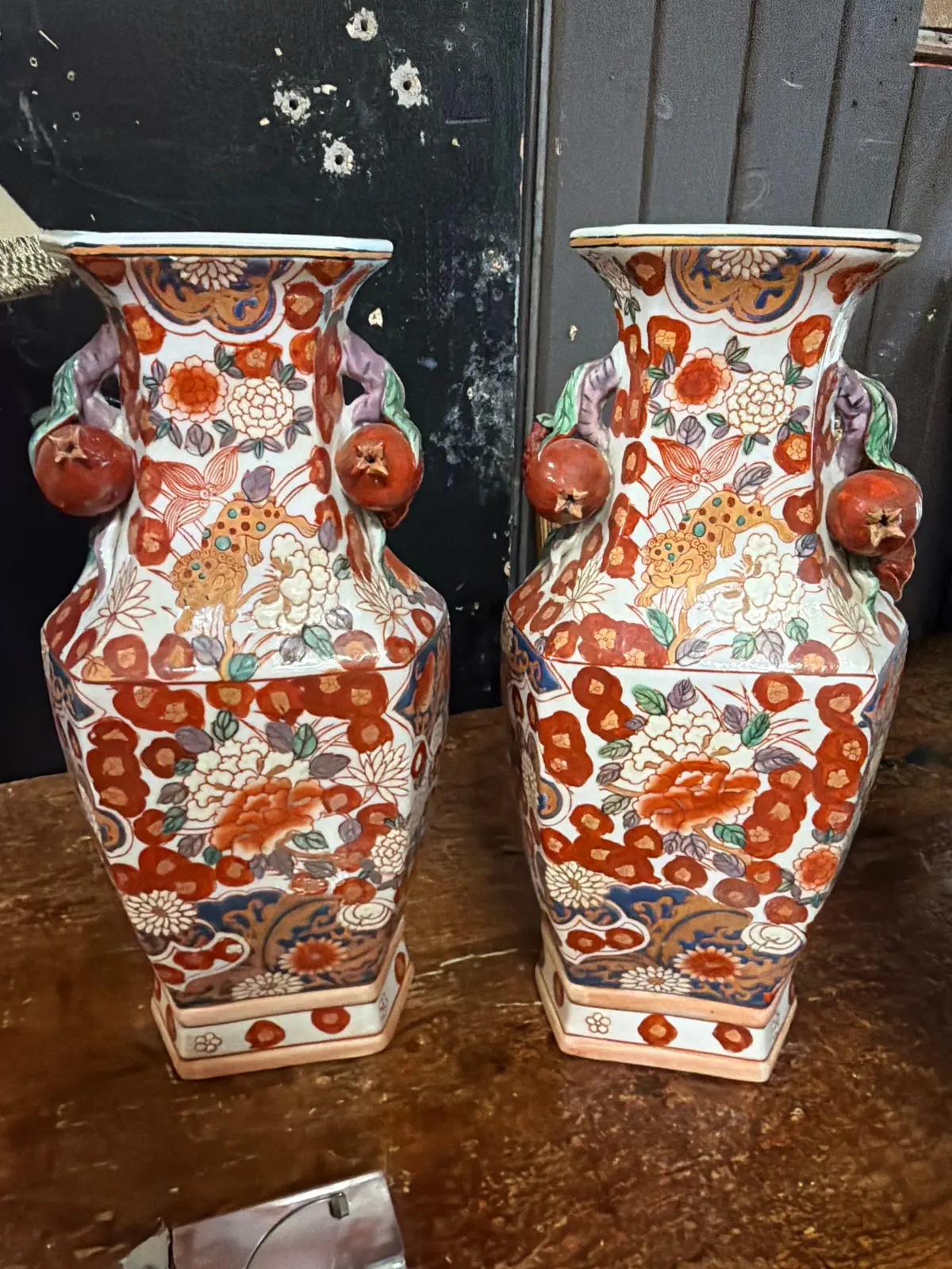 Pair Of Chinese Pomegranate Vases 1