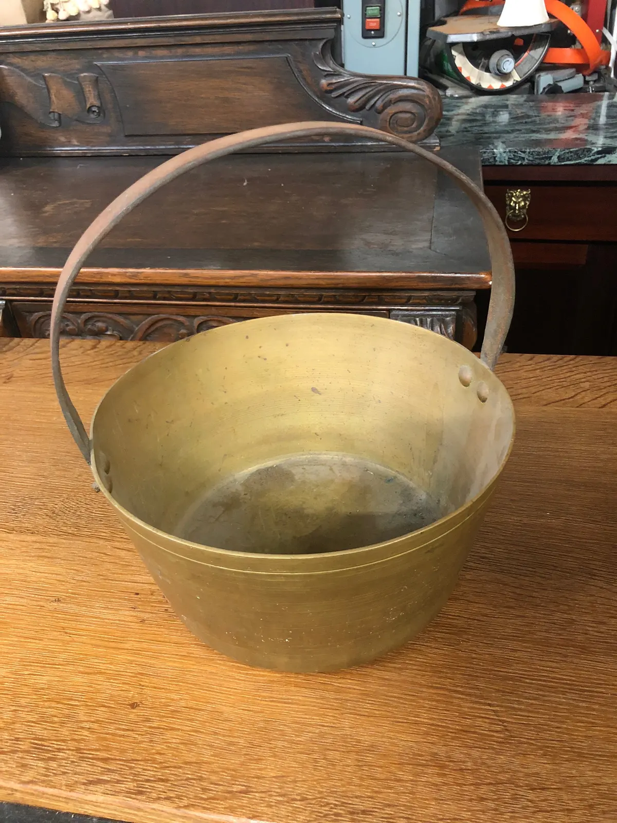 Primitive Brass Handled Jam Pot 1