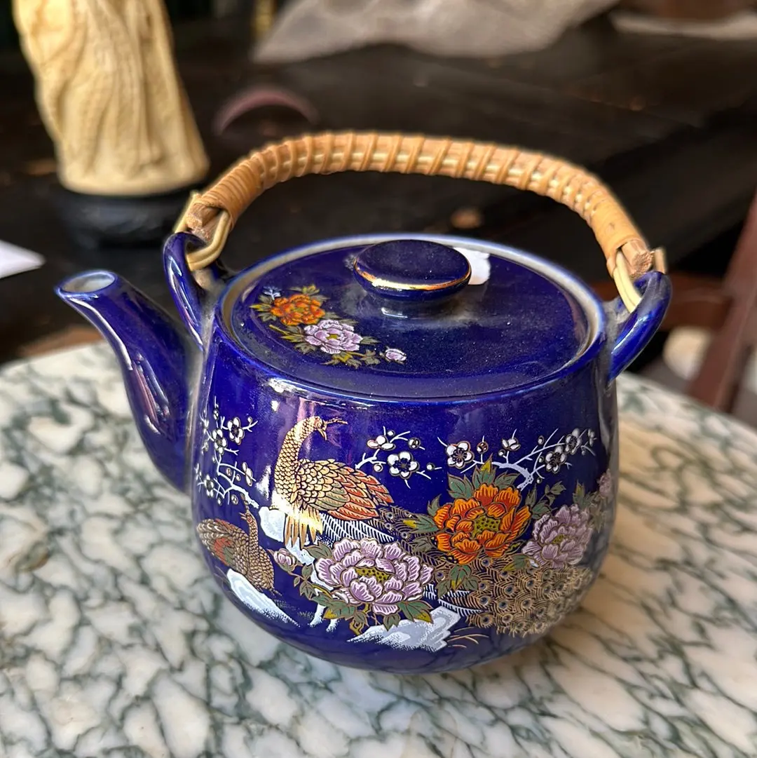 Japanese Black And Gold Floral Teapot 1