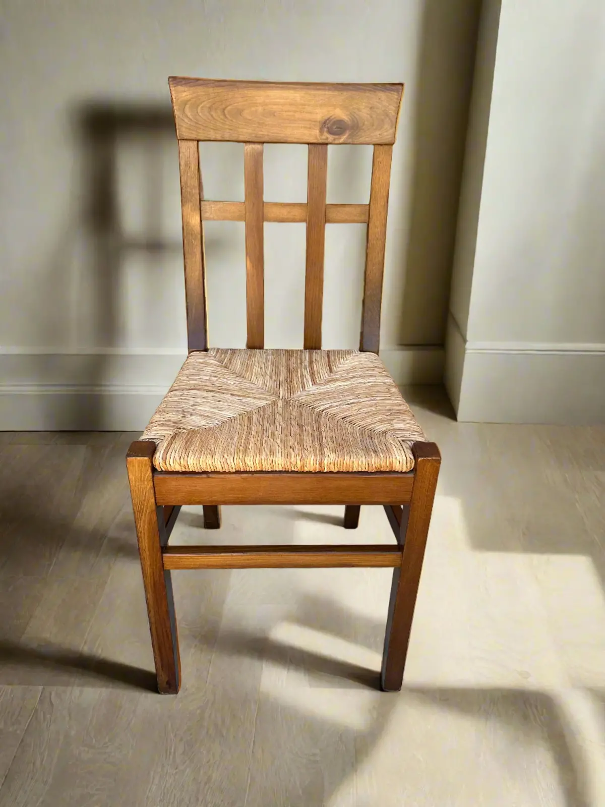 Pine Lattice Back Rush Seat Side Chair 1