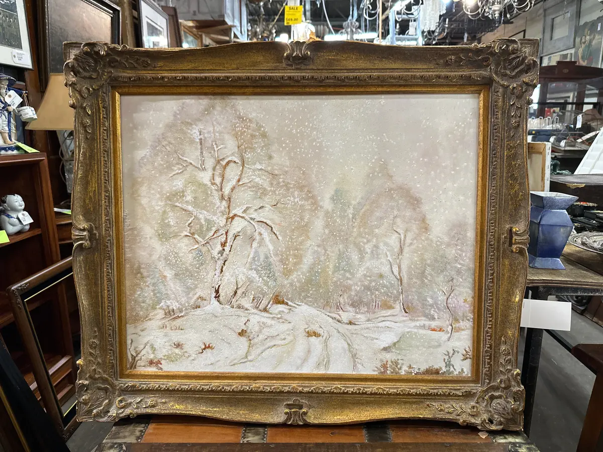 Gilt Framed Impressionist Winter Landscape 1
