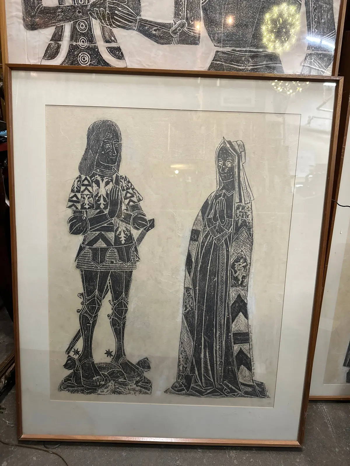 Framed English Temple Rubbing Of Lord And Lady 1