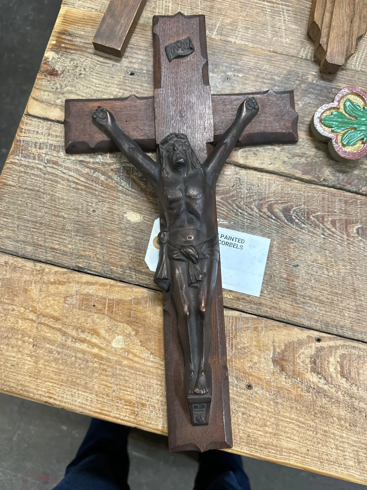 Large Wood Crucifix With Patinated Corpus 1