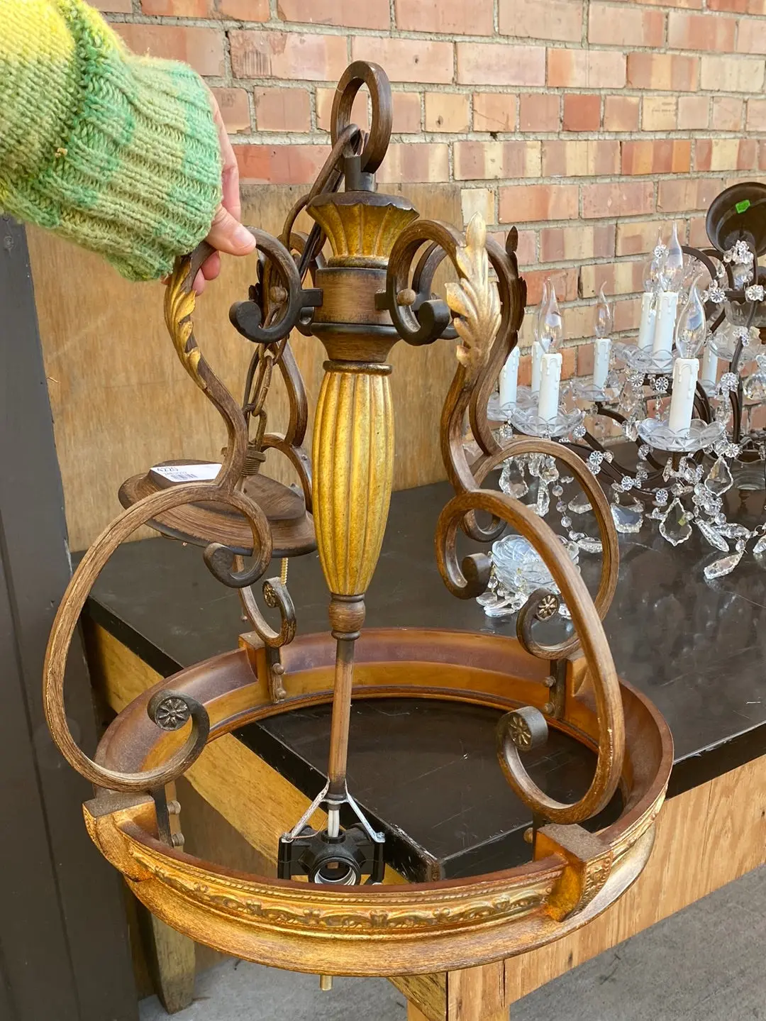 Glass And Iron Bowl Chandelier 1