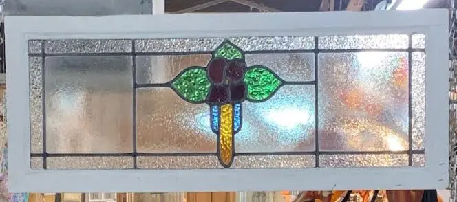 English Stained Glass Transom Window As Found 1