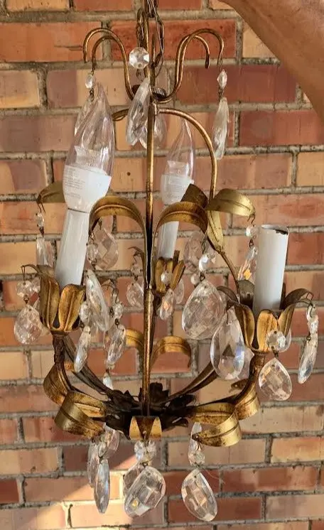 Gold Metal Italian Small Chandelier 1