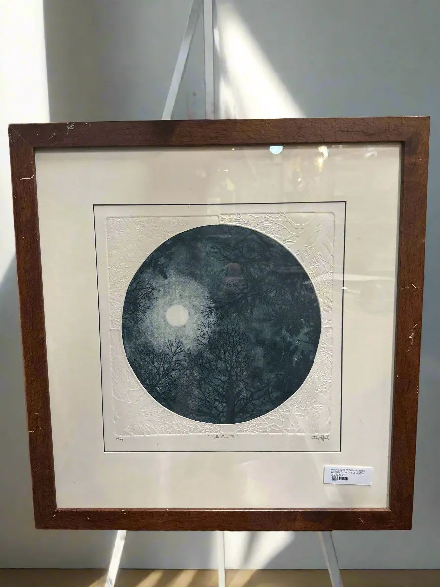 Moonlight Engraving With Water Color Of Full Moon 1
