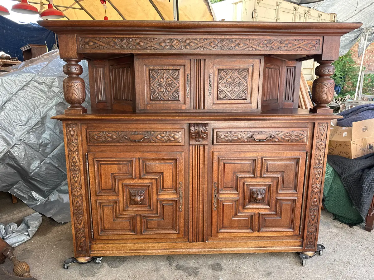 Neo Renaissance Oak Court Cupboard 1